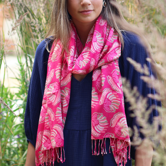 POM Carmine red shell modal scarf
