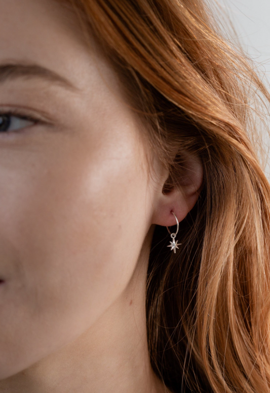 One & Eight Star Light mini hoop earrings