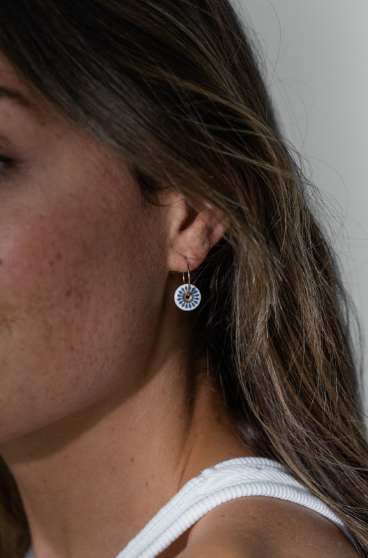 One & Eight white & blue Riley earrings
