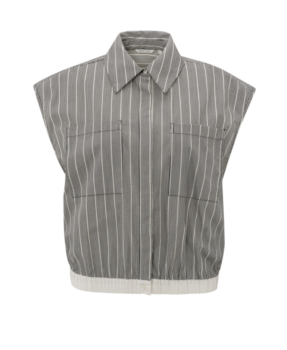 Yaya sleeveless striped blouse with elasticated waist and loose fit