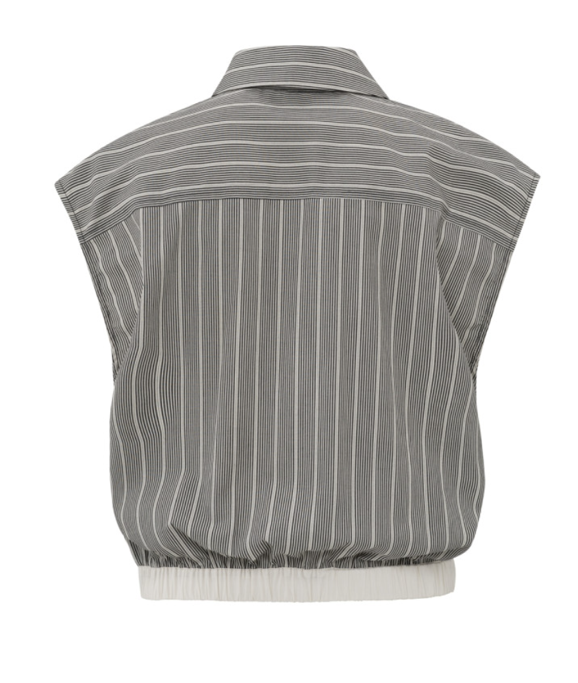 Yaya sleeveless striped blouse with elasticated waist and loose fit