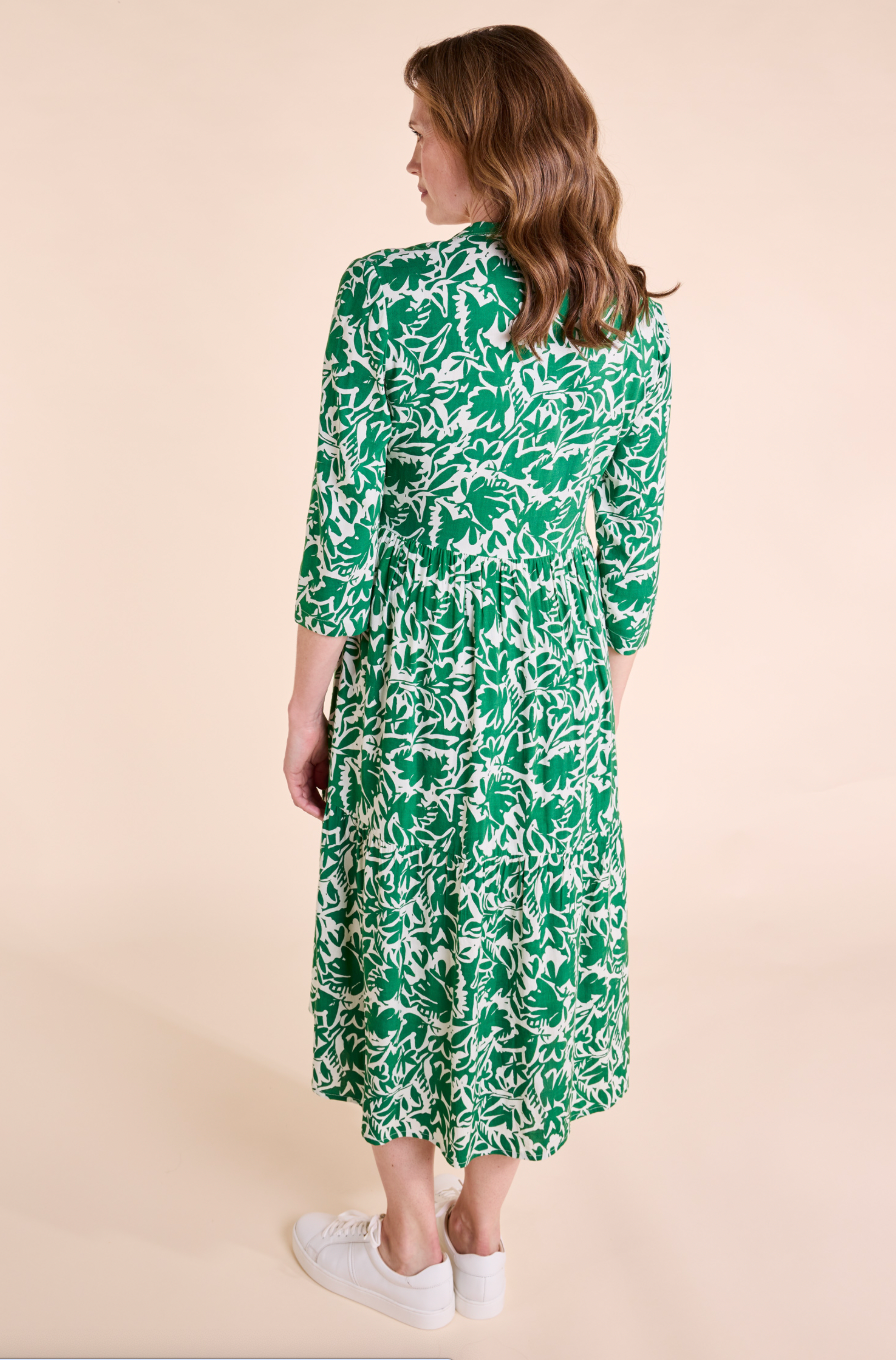 Nomads Ecovero midi shirt dress in leaf green