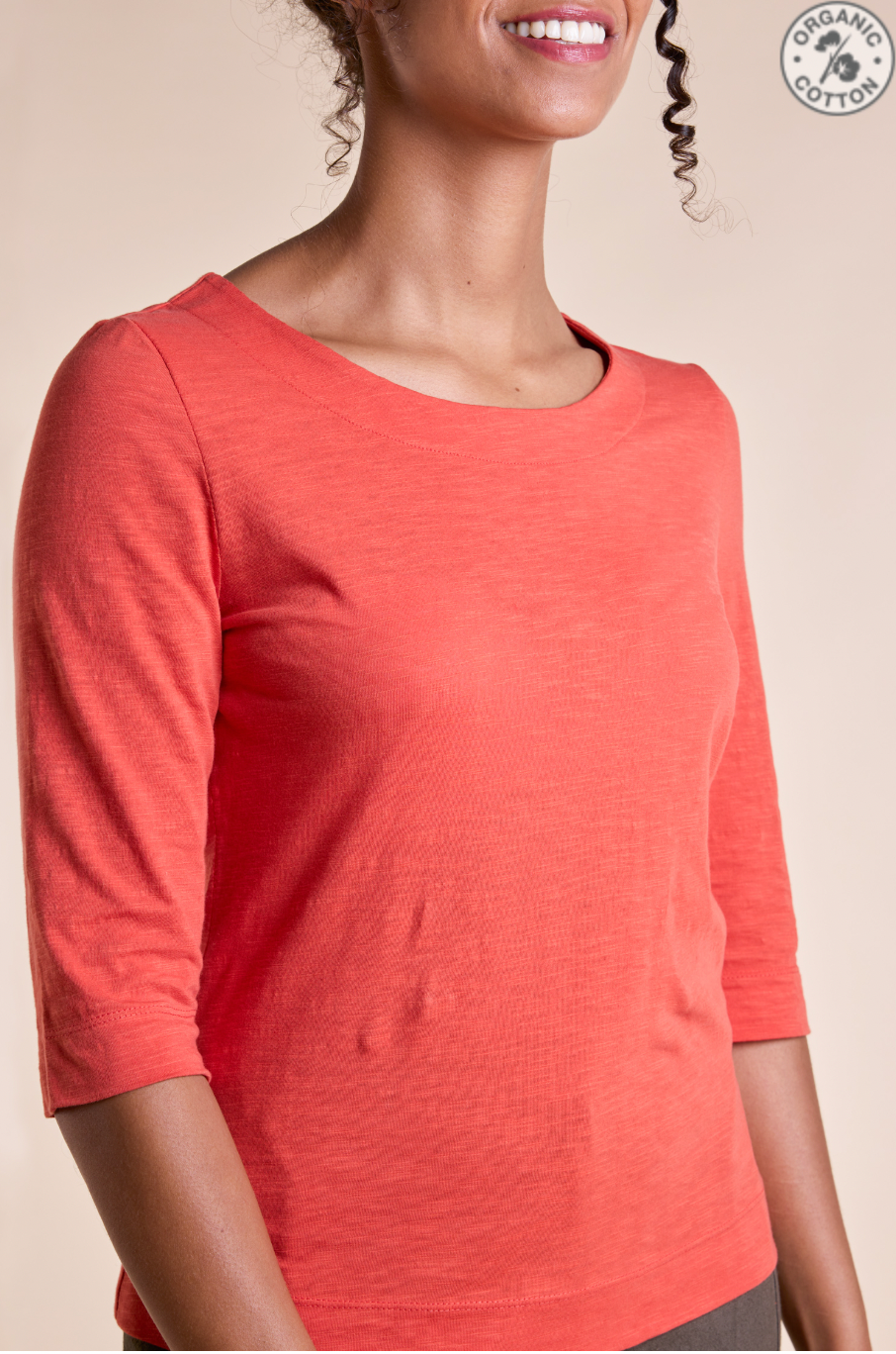 Nomads GOTS Organic cotton slub jersey top in tangerine