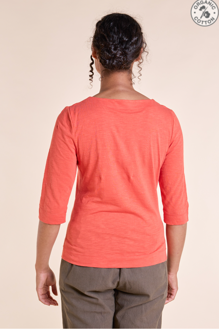 Nomads GOTS Organic cotton slub jersey top in tangerine