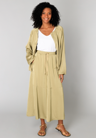 Yest satin feel army green skirt
