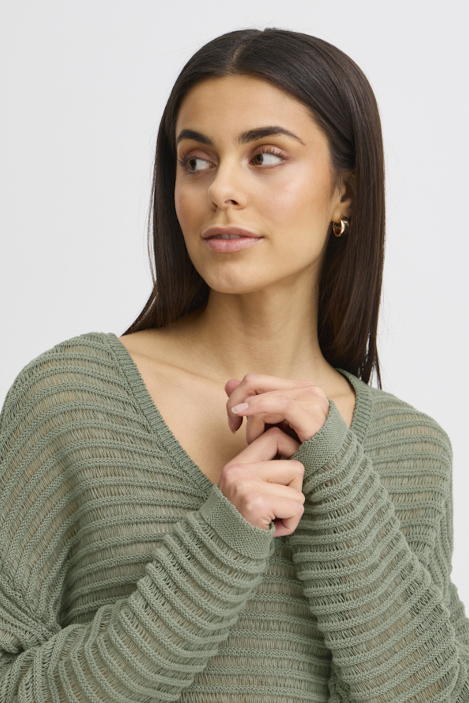 Fransa Floriza sweater in Agave olive green