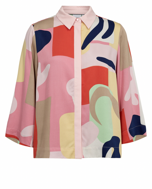 Numph Nuulrika short sleeve shirt in flamingo pink