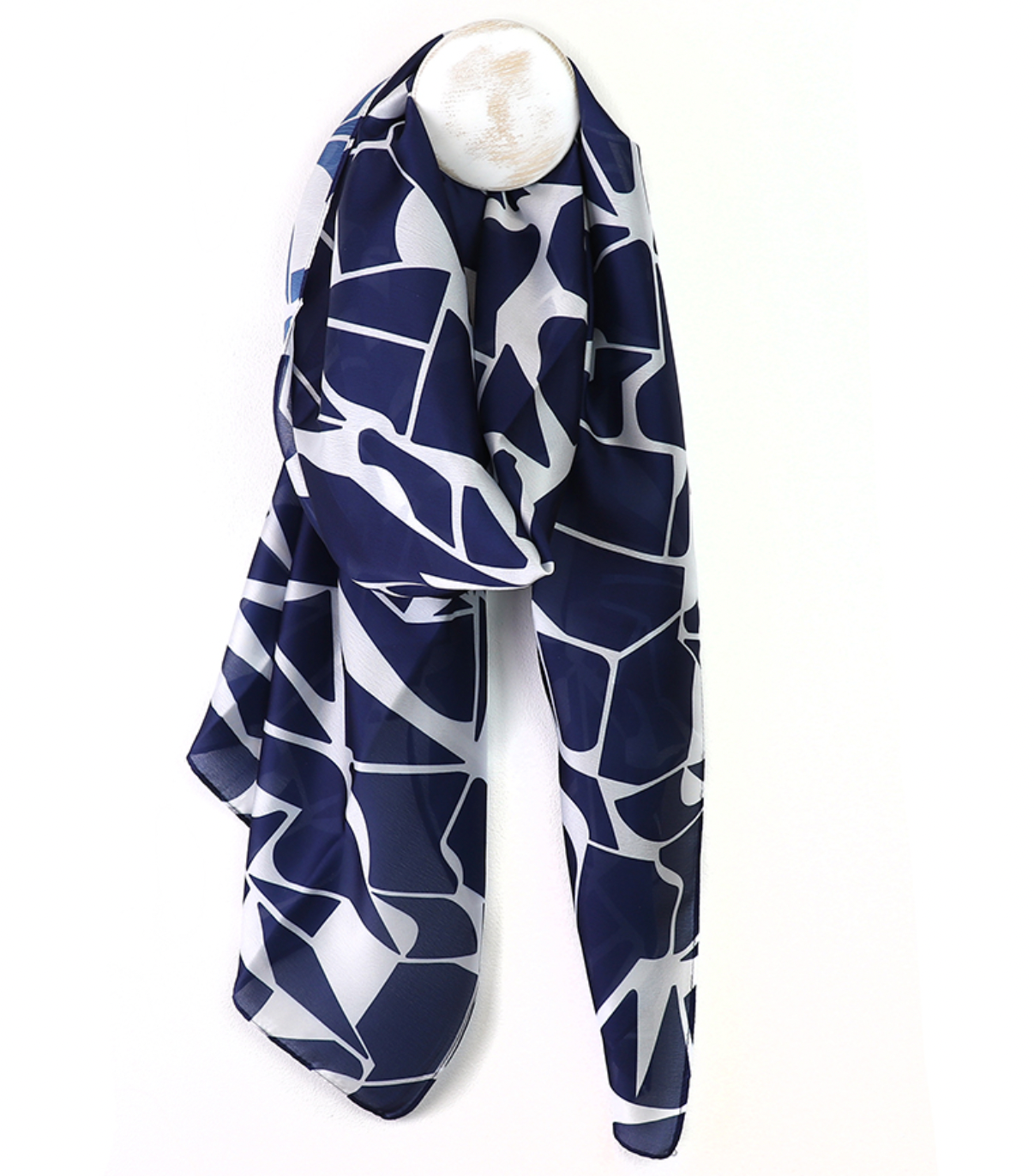 Pom Blue and White recycled blend scarf