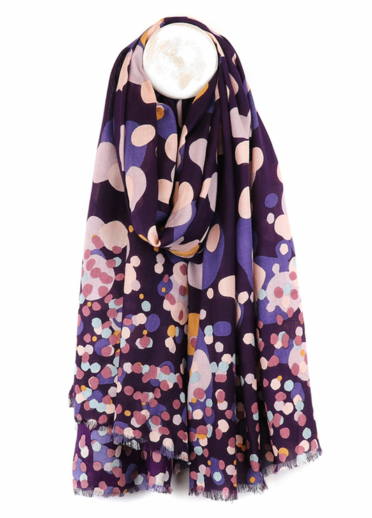 POM Purple mix gradient spotty scarf