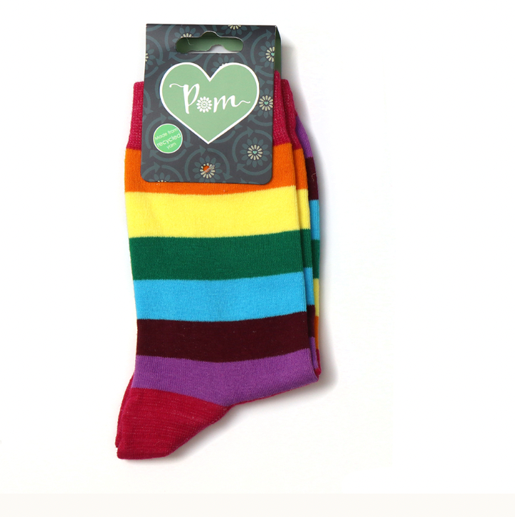 POM rainbow striped organic cotton socks