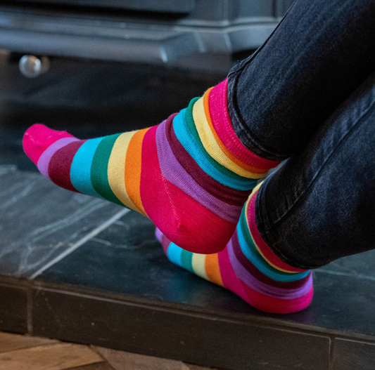 POM rainbow striped organic cotton socks