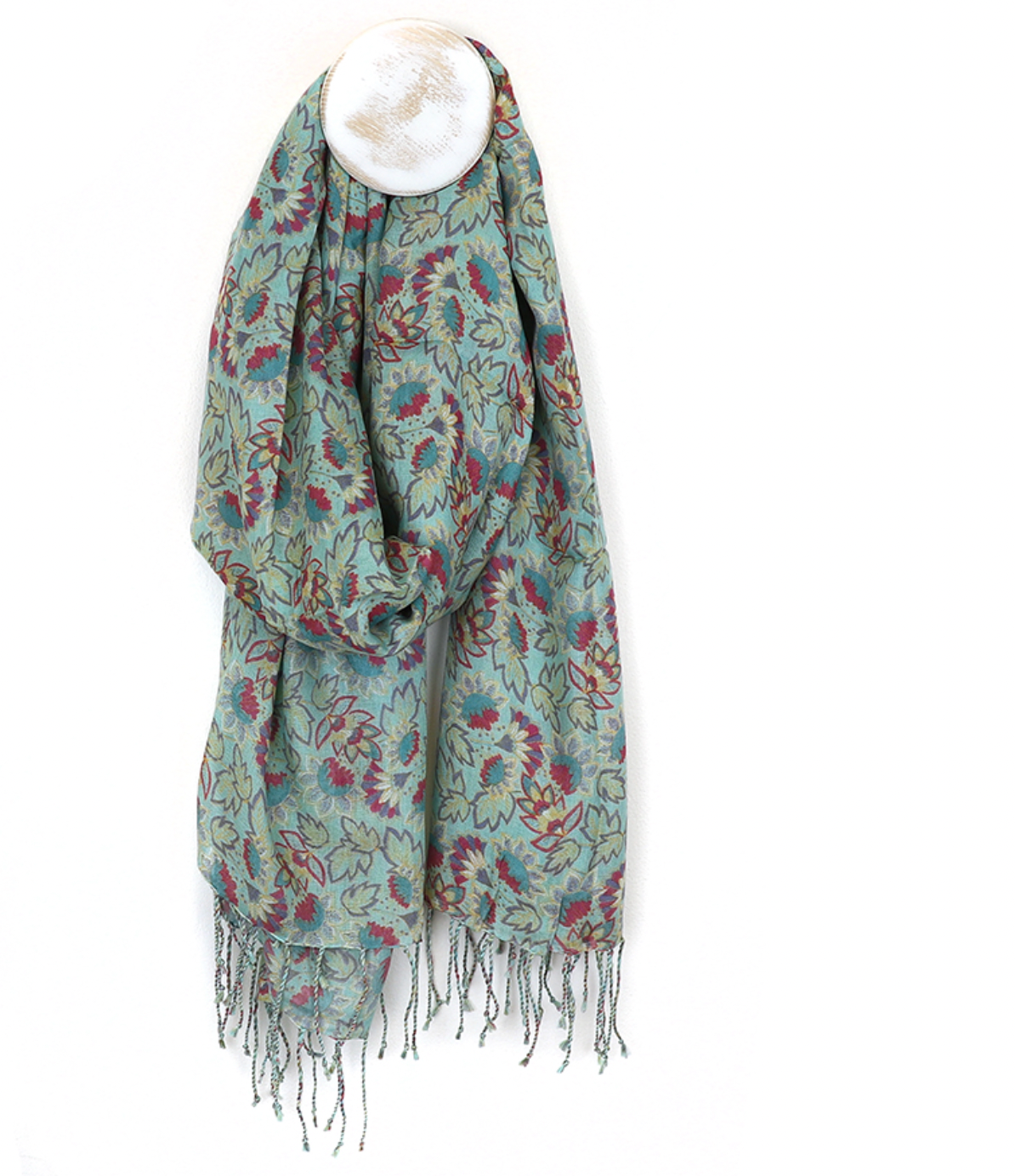 POM Soft turquoise soft romantic floral scarf