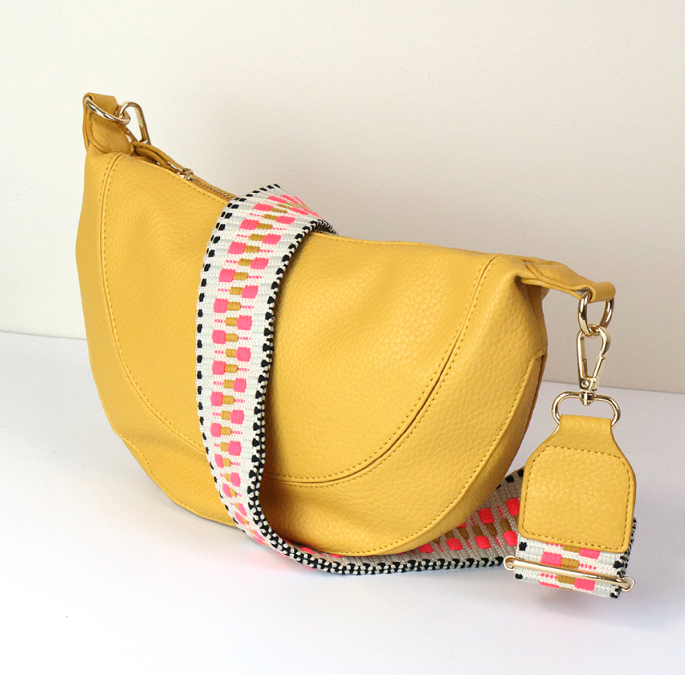POM Vegan leather half moon bag in yellow