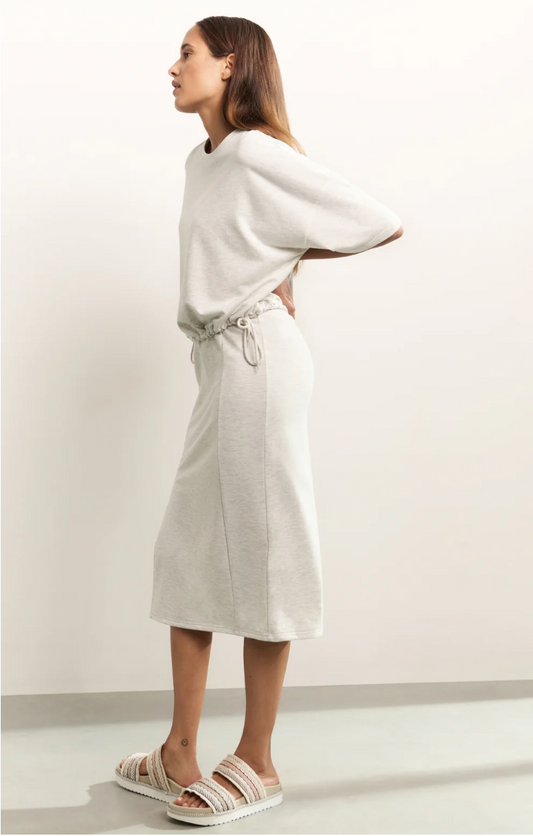 Yaya grey midi skirt with slit and tie detail