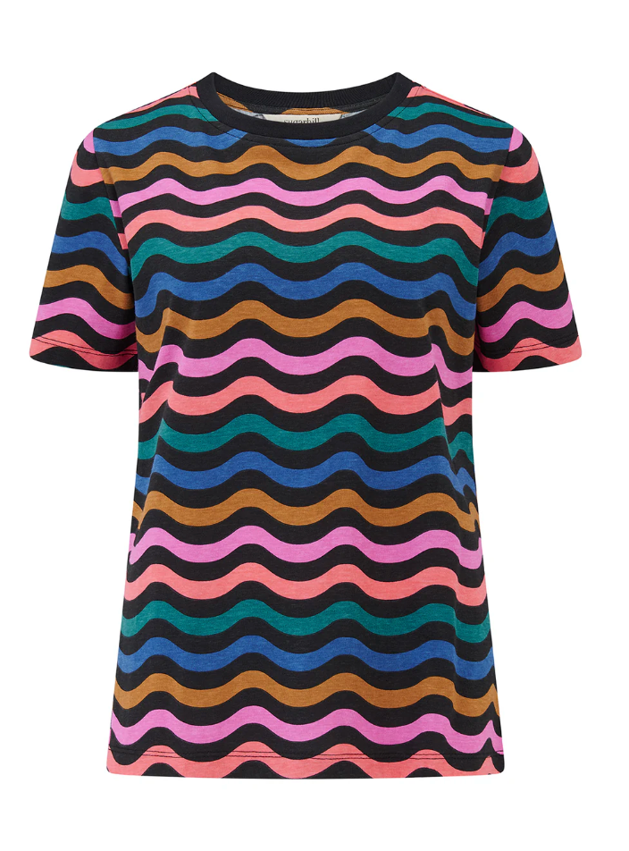 Sugarhill Brighton Maggie tee in black and multi wave