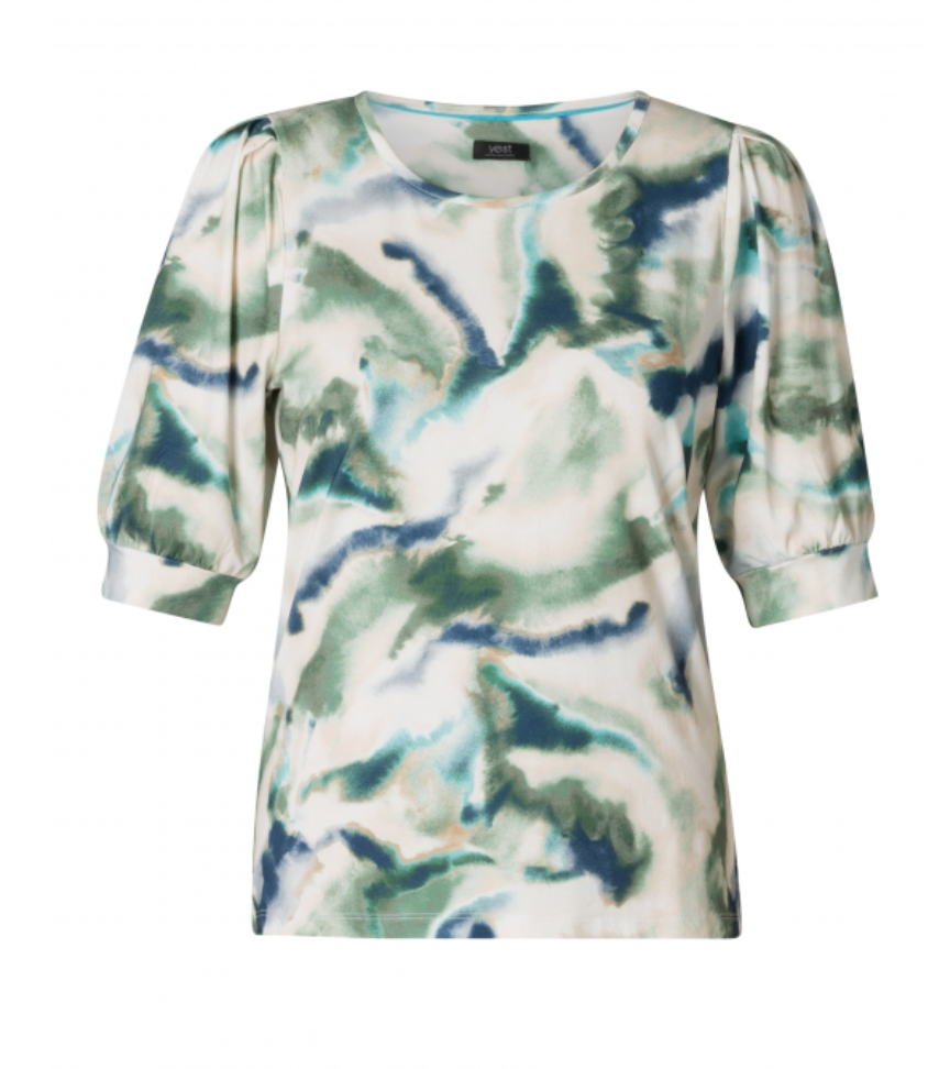 Yest Gentiana viscose, mint patterned top