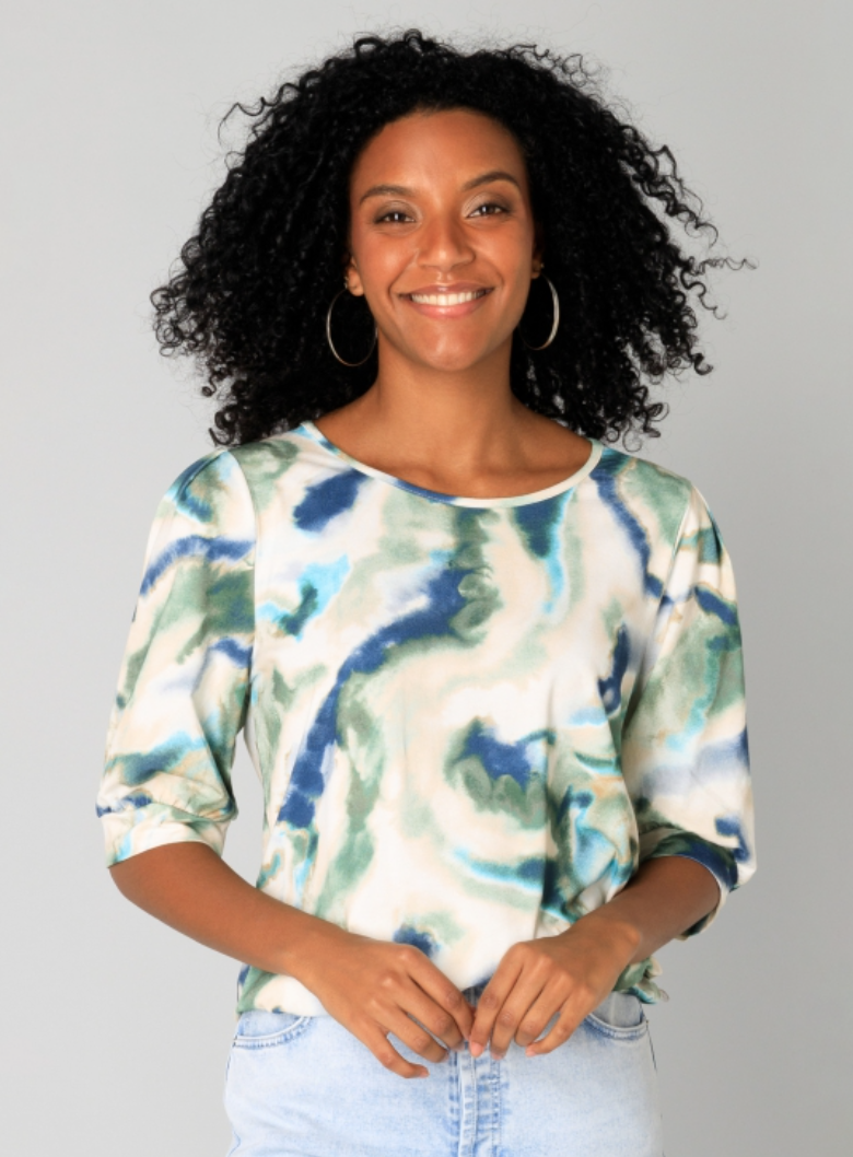 Yest Gentiana viscose, mint patterned top