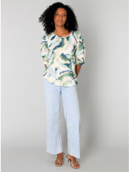 Yest Gentiana viscose, mint patterned top
