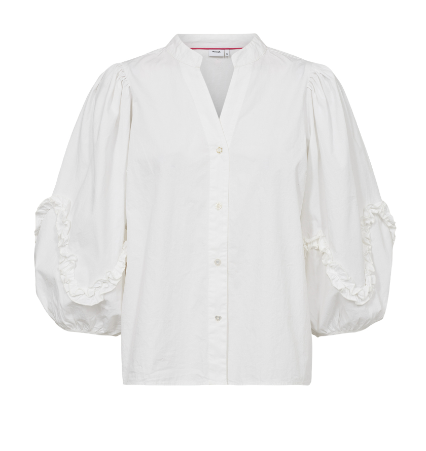 Numph Nuaiko white blouse with balloon sleeves