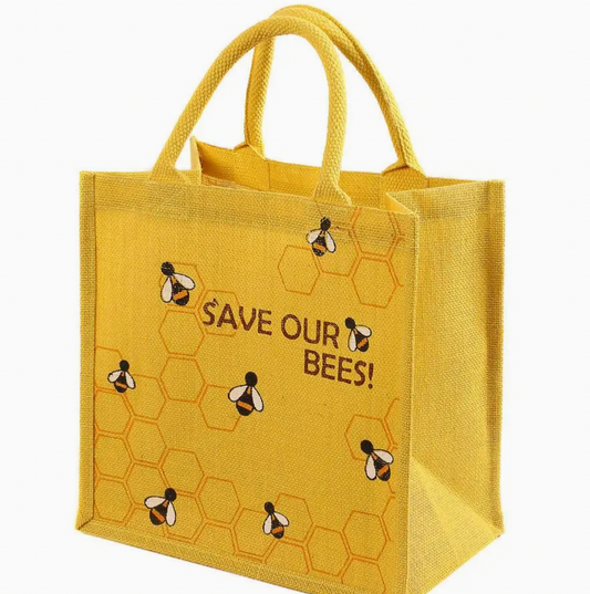 Shared Earth bee jute shopper
