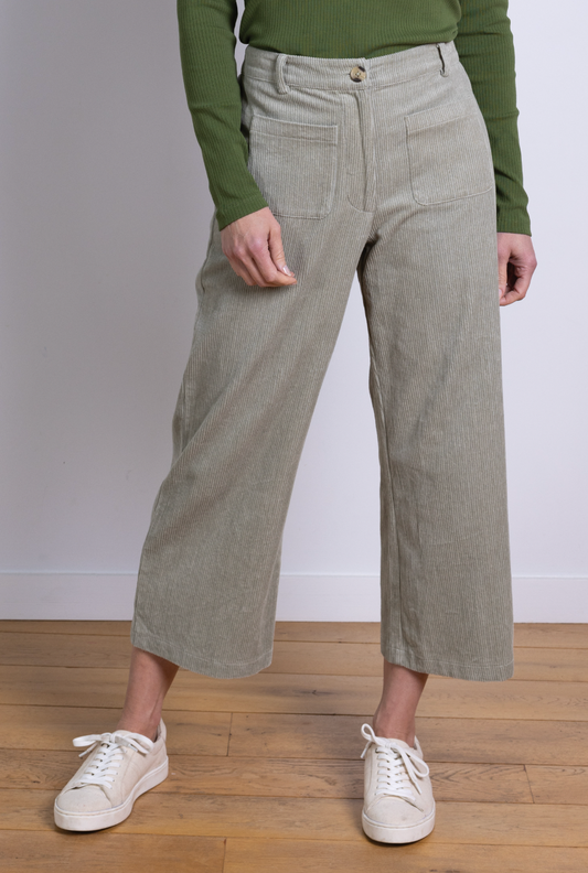 Nomads cotton chunky cord cropped trouser in ecru