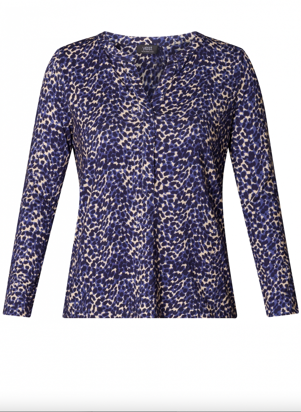 Yest Raissa patterned blouse with navy background
