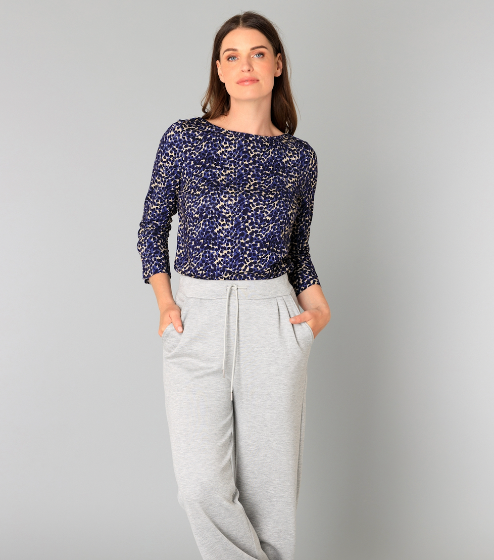 Yest Bryn patterned top with navy background