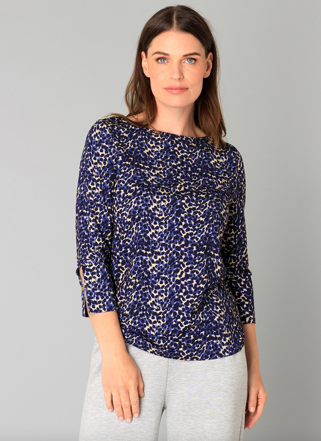 Yest Bryn patterned top with navy background