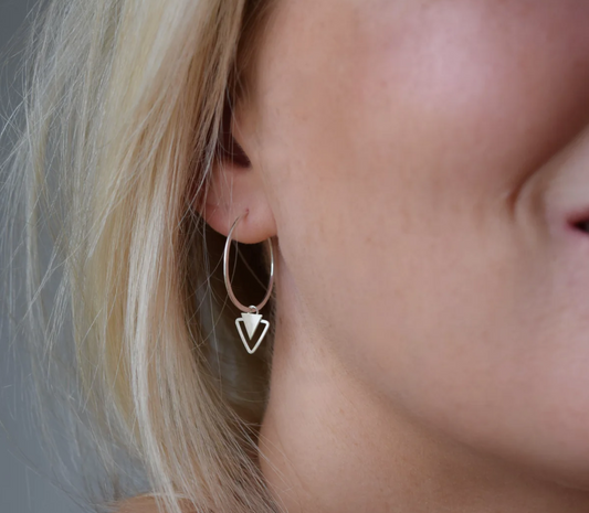 Muka double triangle hoop sterling silver earrings