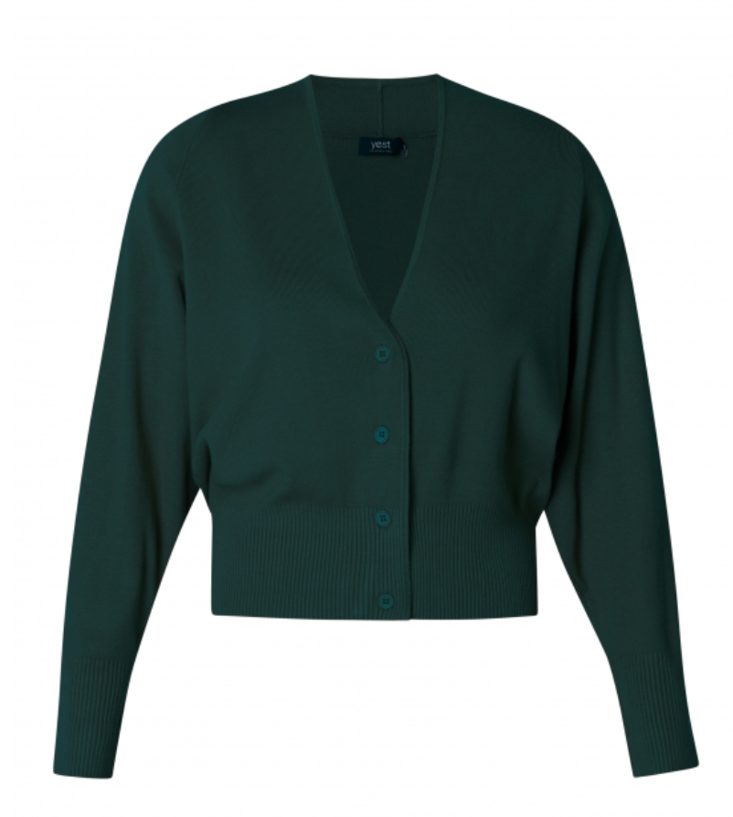 Yest dark pine green short cardigan