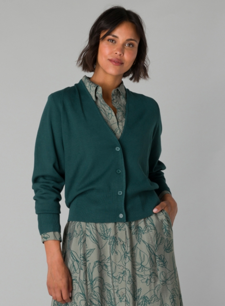 Yest dark pine green short cardigan