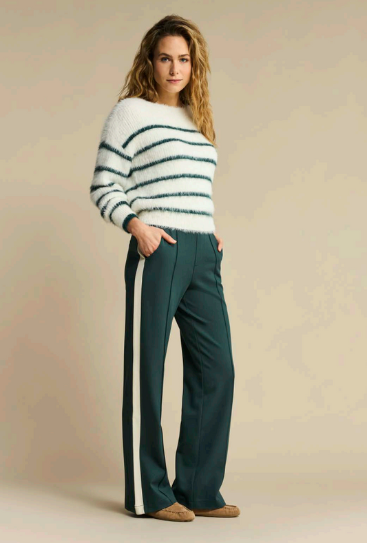 Red Button Punta side stripe trousers in pine green
