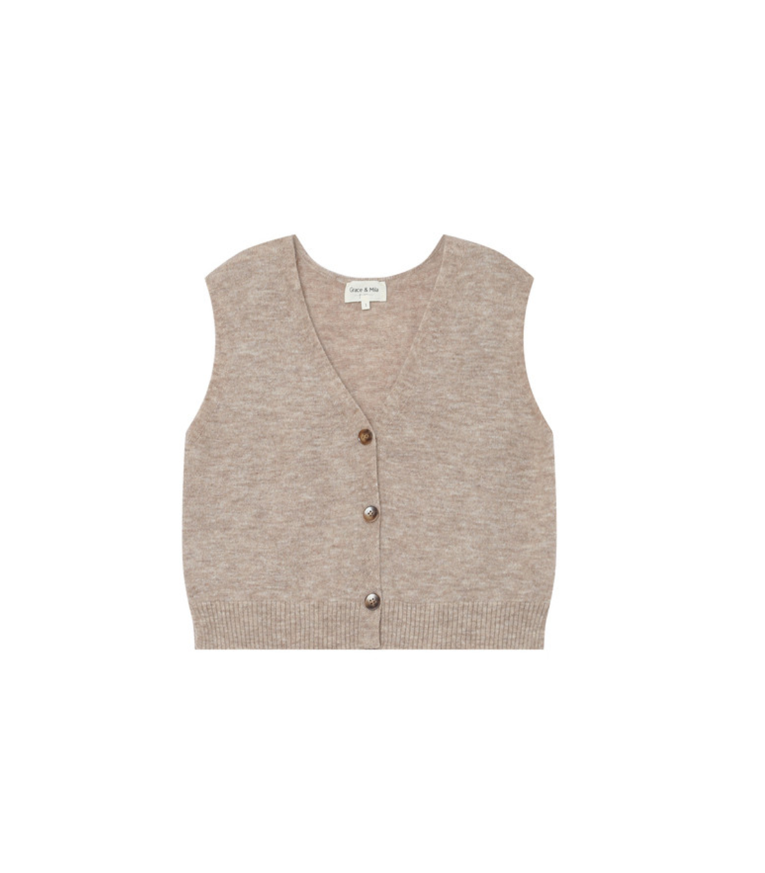 Grace & Mila Santa vest knit in light taupe