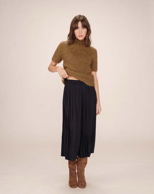 Grace & Mila Plisse pleated skirt in marine blue