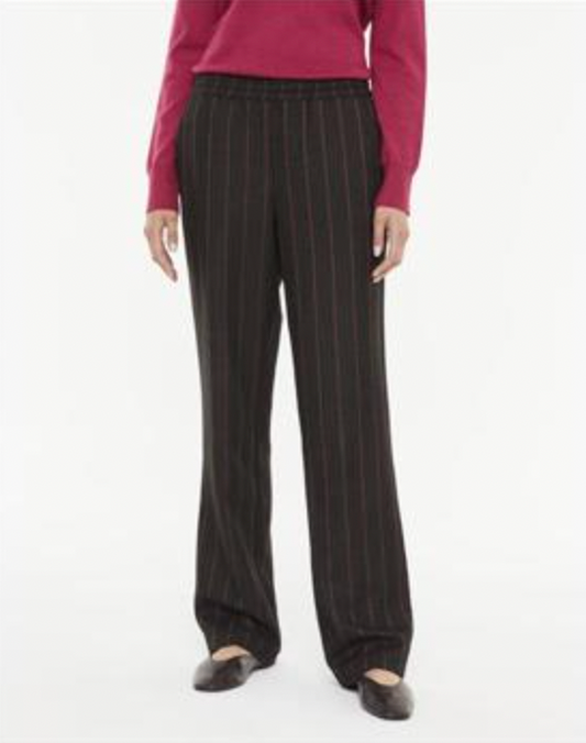 Paz Torras brown trouser with herringbone pink stripe