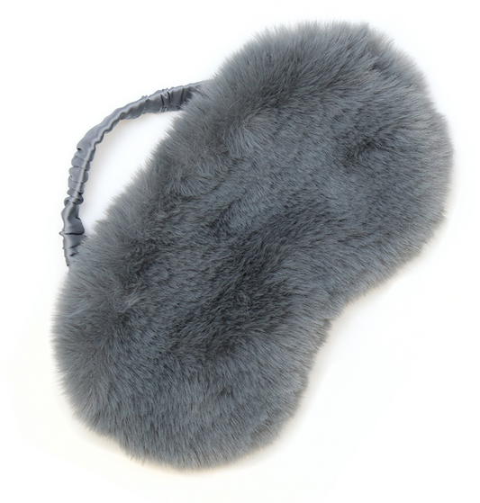 POM Dark grey faux fur and satin eye mask