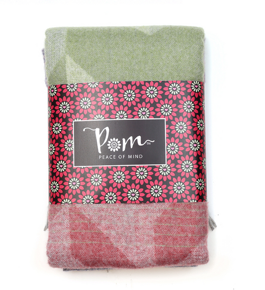 POM Pink & Blue chevron fringed scarf