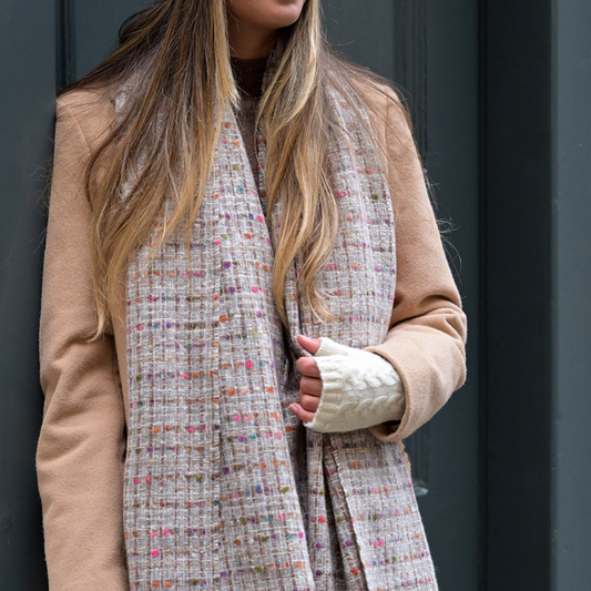 POM Grey mix woven textured scarf