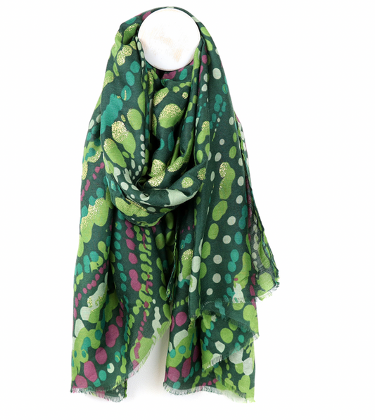 POM Green and multicoloured dotty scarf