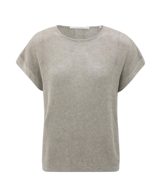 Yaya sleeveless knit top with button detail in brownish grey