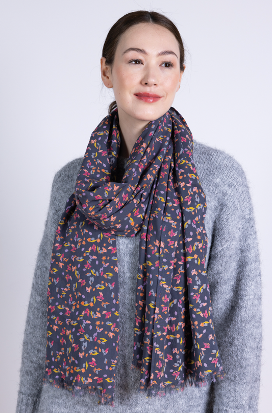 Nomads viscose scarf in deep purple pattern