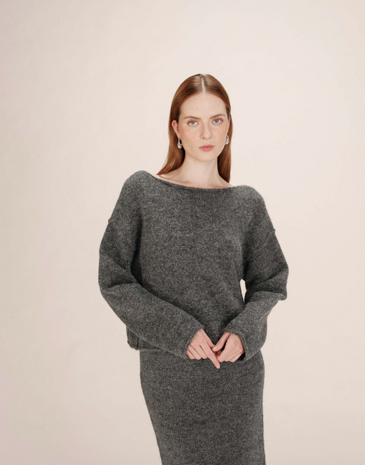 Grace & Mila Tamino boxy sweater in anthracite grey
