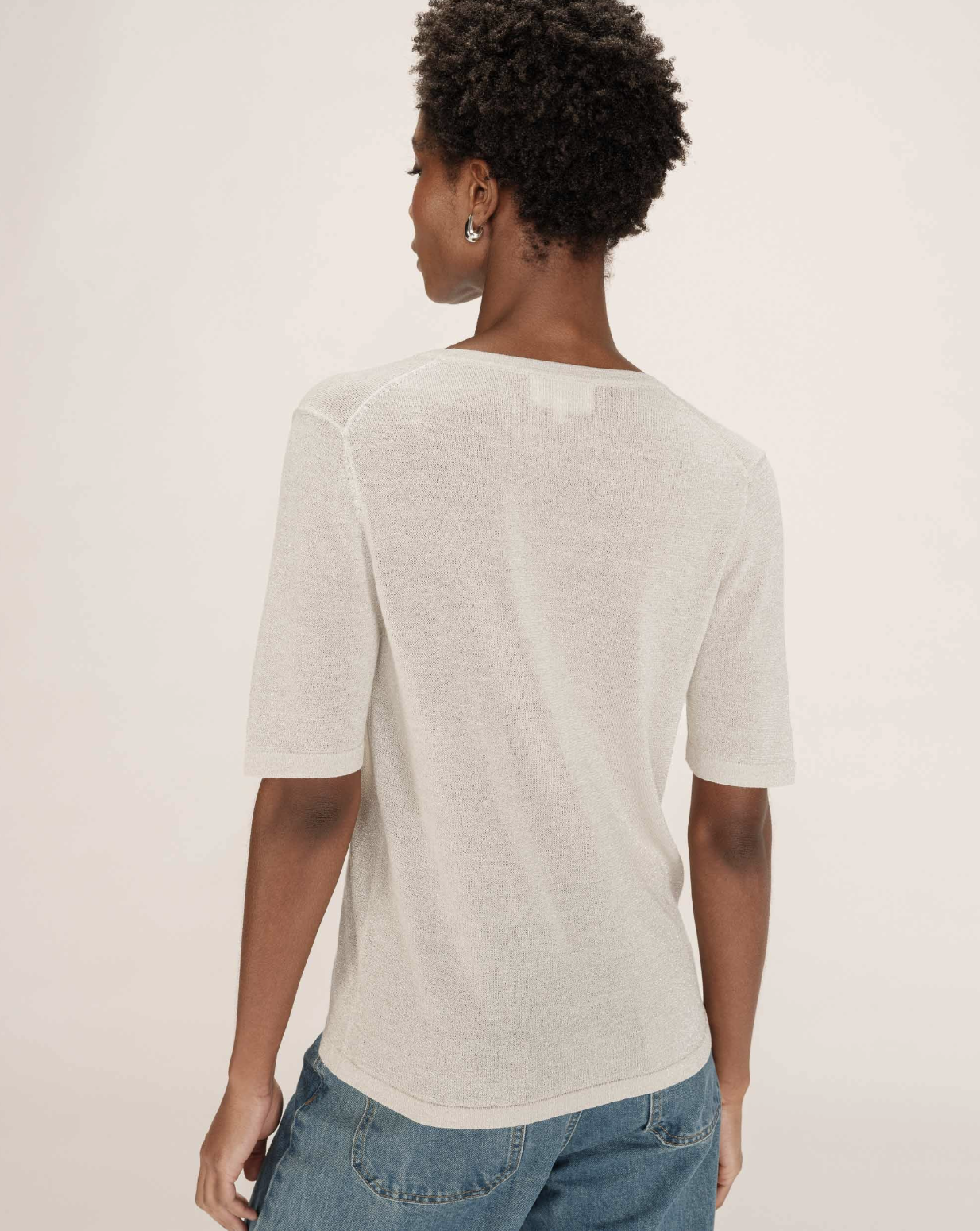 Grace & Mila Taylor ecru knit with silver thread