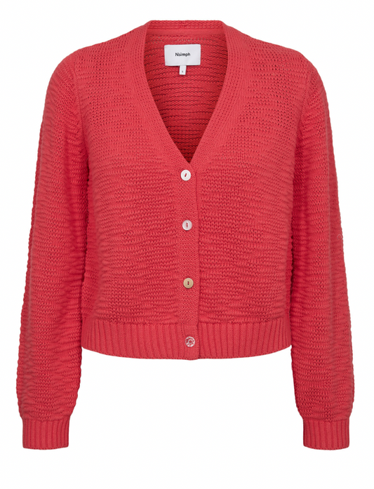 Numph Numirna cropped cardigan in cayenne red