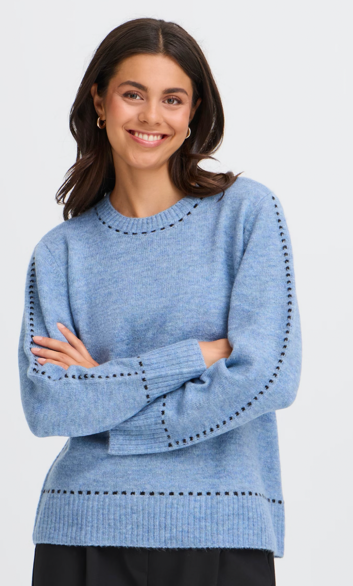 Fransa Elise sweater in infinity blue