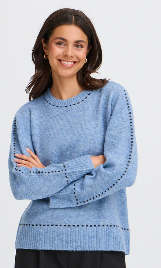 Fransa Elise sweater in infinity blue