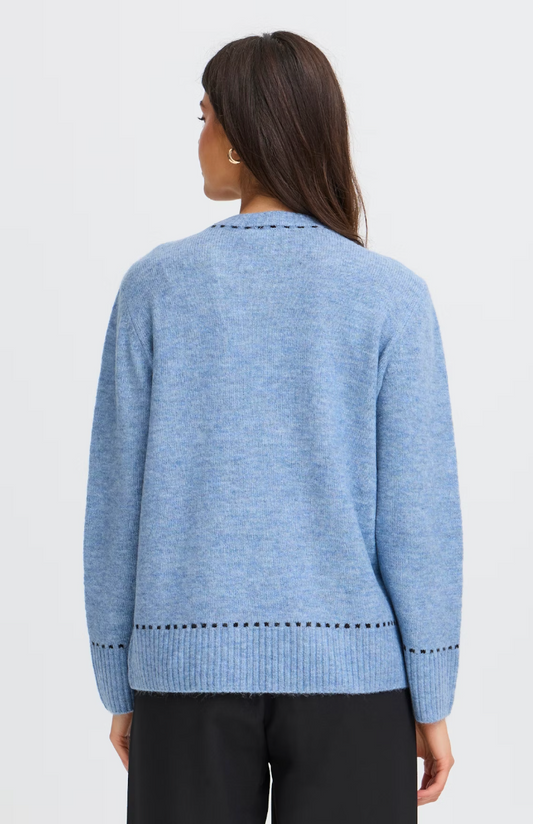 Fransa Elise sweater in infinity blue