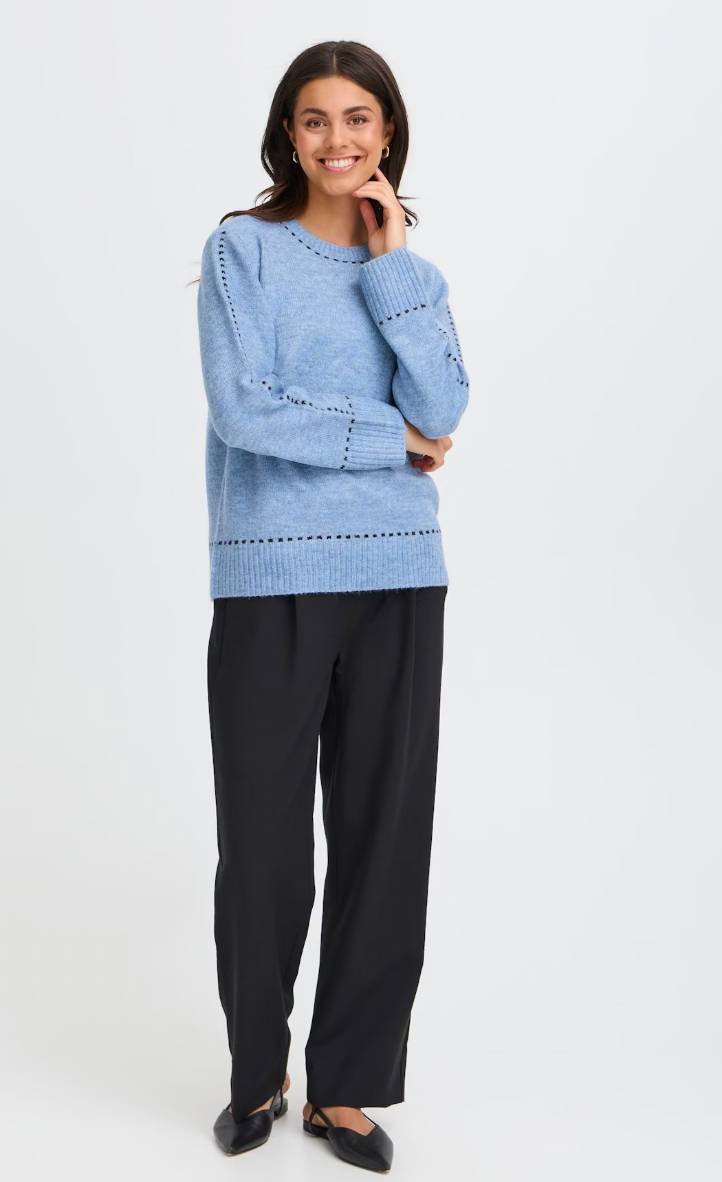 Fransa Elise sweater in infinity blue