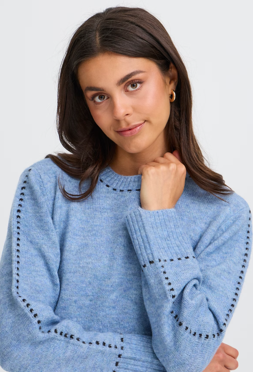 Fransa Elise sweater in infinity blue