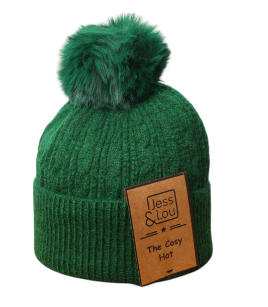 Jess & Lou cable bobble in green